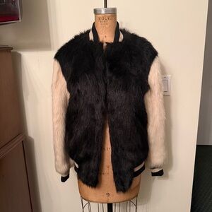 Opening Ceremony Faux Fur Varsity Bomber Jacket
